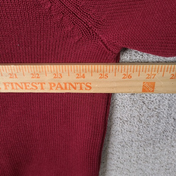 Eddie Bauer Sweater‎ Mens TXL Red Henley Pullover Thick Knit Combed Cotton - Picture 8 of 10